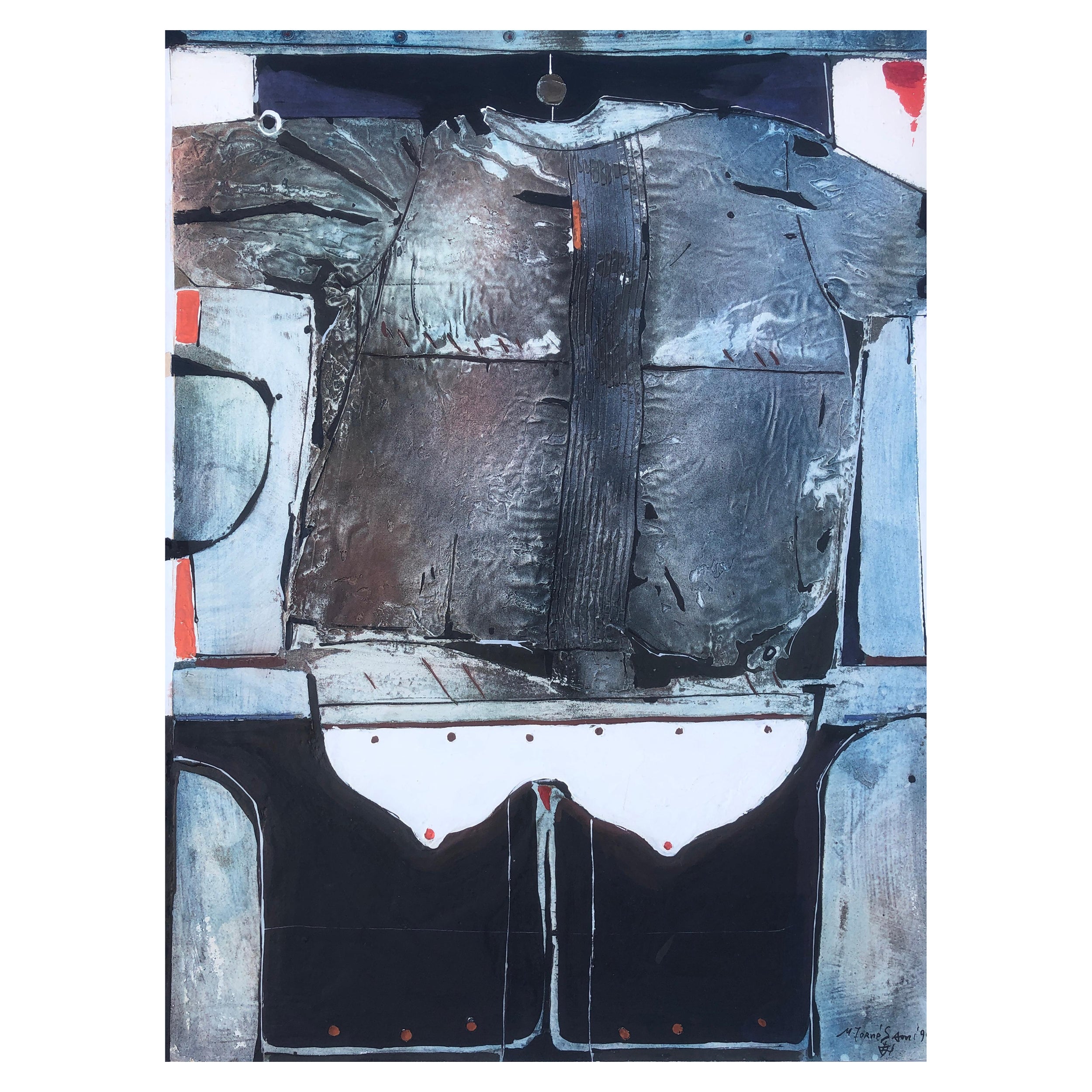 Abstract Painting Miquel Torner de Semir - La jaquette huile et collage sur carton peinture abstraite