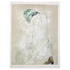 Le foulard vert, 1993, original lithograph by Jean Jansem 