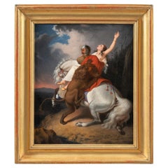 Early 19th century French figure painting - Lion Assault - Oil on canvas Paris