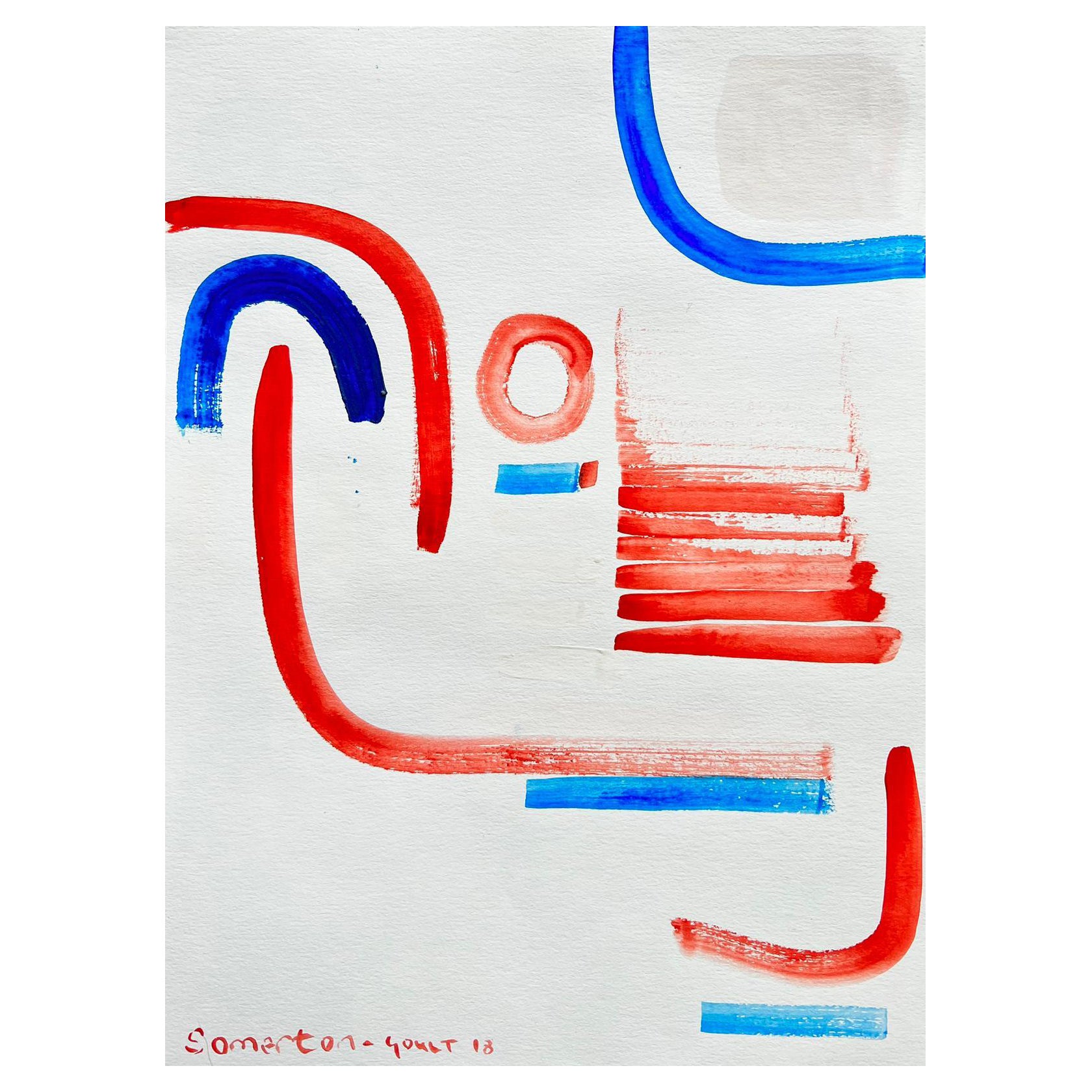 Robert Somerton Abstract Drawing - Abstract Expressionist British Original Watercolor Painting Shapes Patterns 