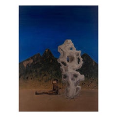 HaiJun Chen Surrealism Original Oil Painting "Mountain And Stone Incantation 1"