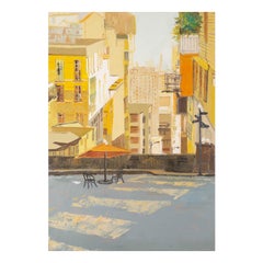 Used Impressionist Original Oil Painting "Street View 1"