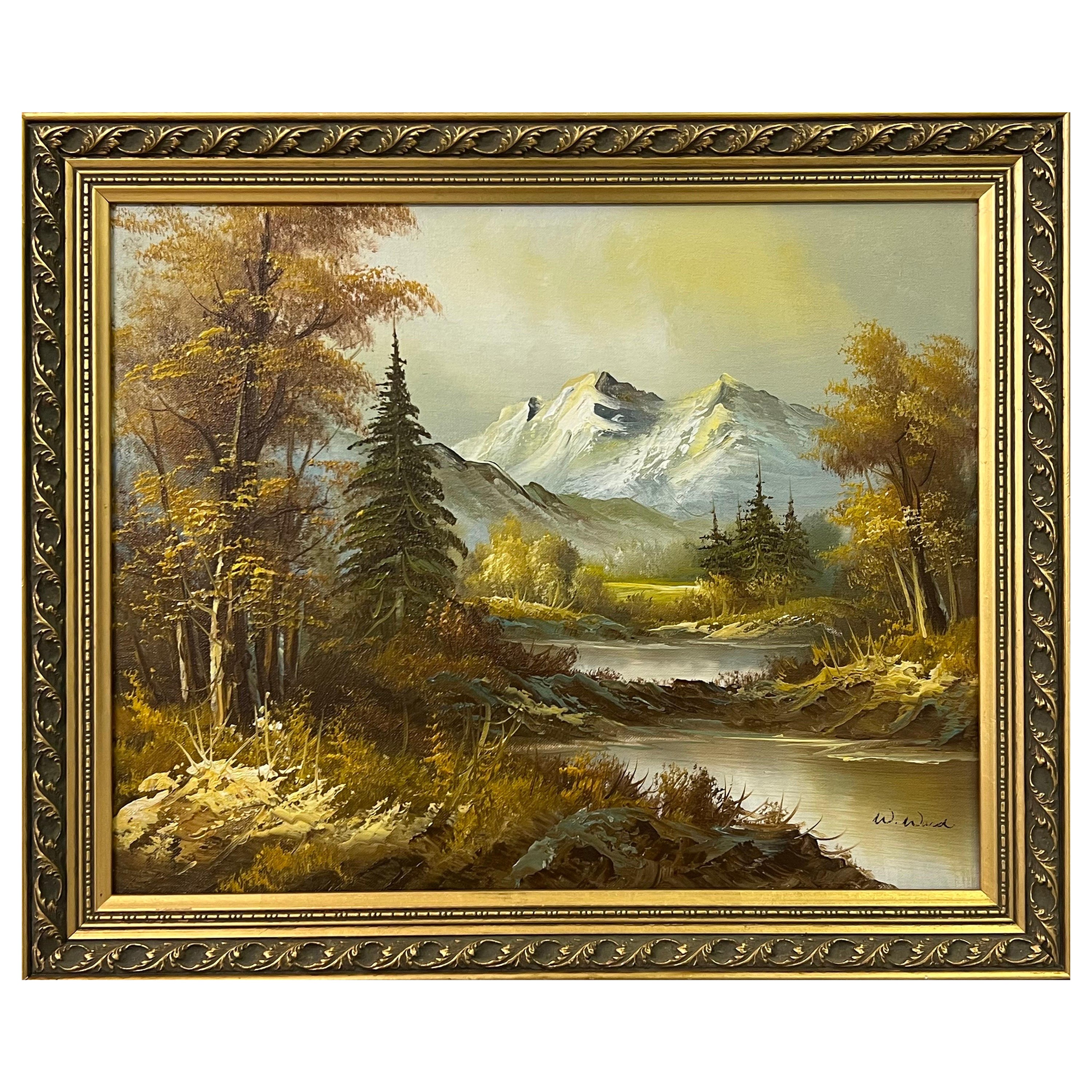 W Ward Figurative Painting - Oil Painting of Mountain and Forest Landscape by 20th Century Artist