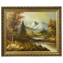Oil Painting of Mountain and Forest Landscape by 20th Century Artist