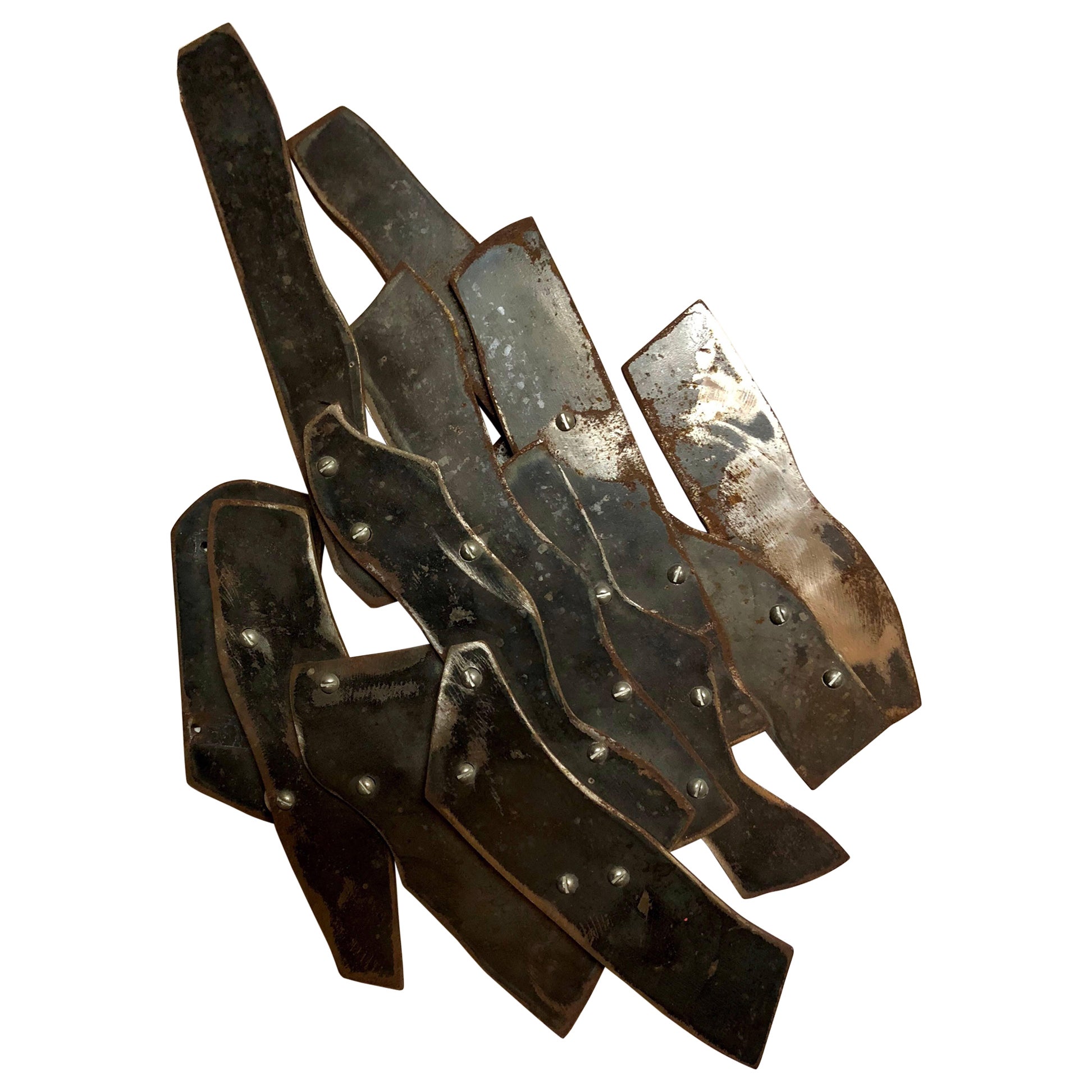 Robert Goodnough Abstract Sculpture - Abstract Expressionist Patinated Metal Assemblage Sculpture Steel, Nuts, Bolts