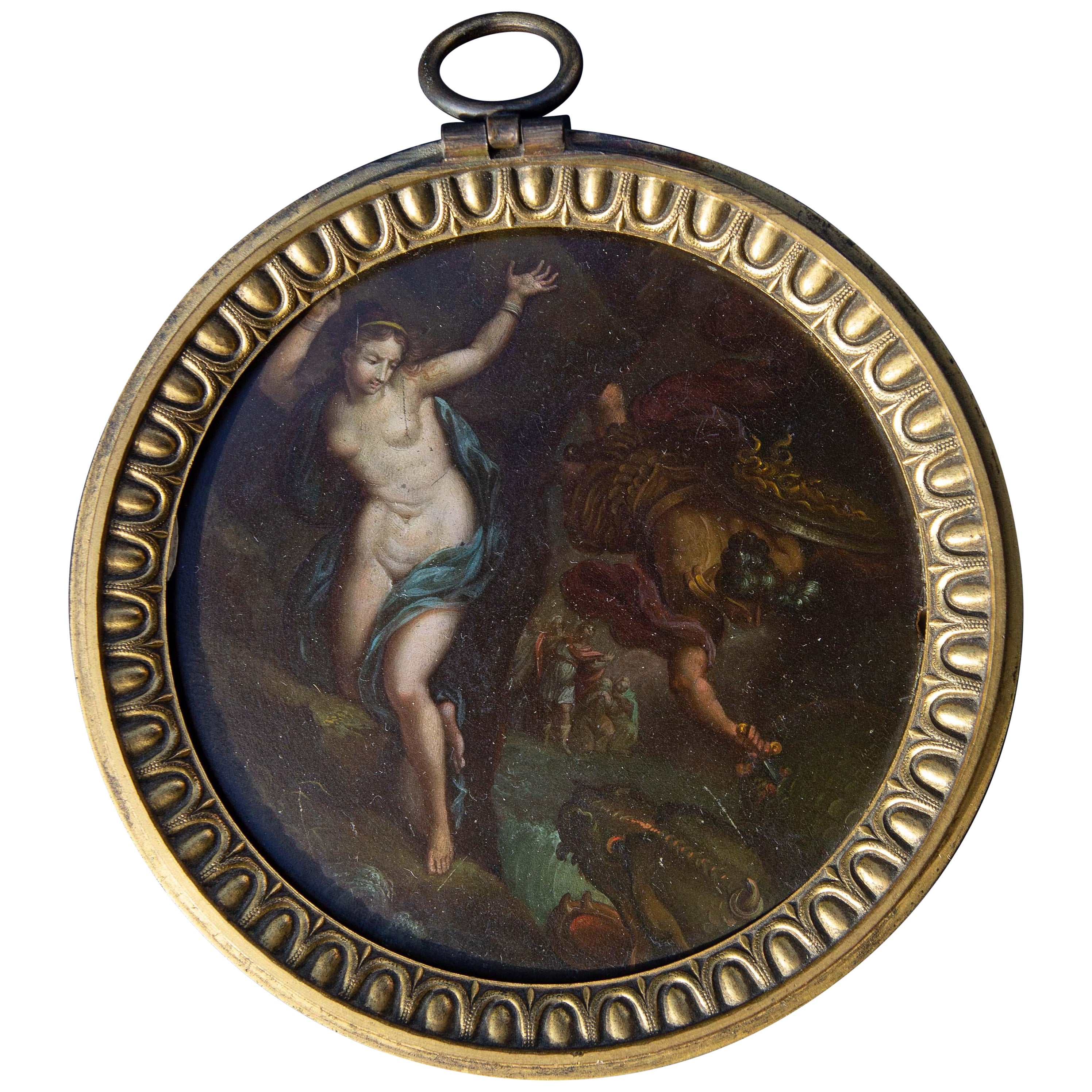 Early 19th Century Oil Painting of Perseus and Andromeda