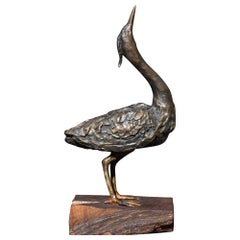 Bronze Heron Sculpture by Wayne F Williams