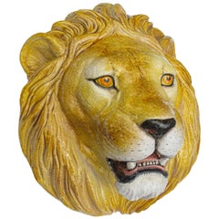 Leone a grandezza naturale in terracotta italiana della metà del XX secolo