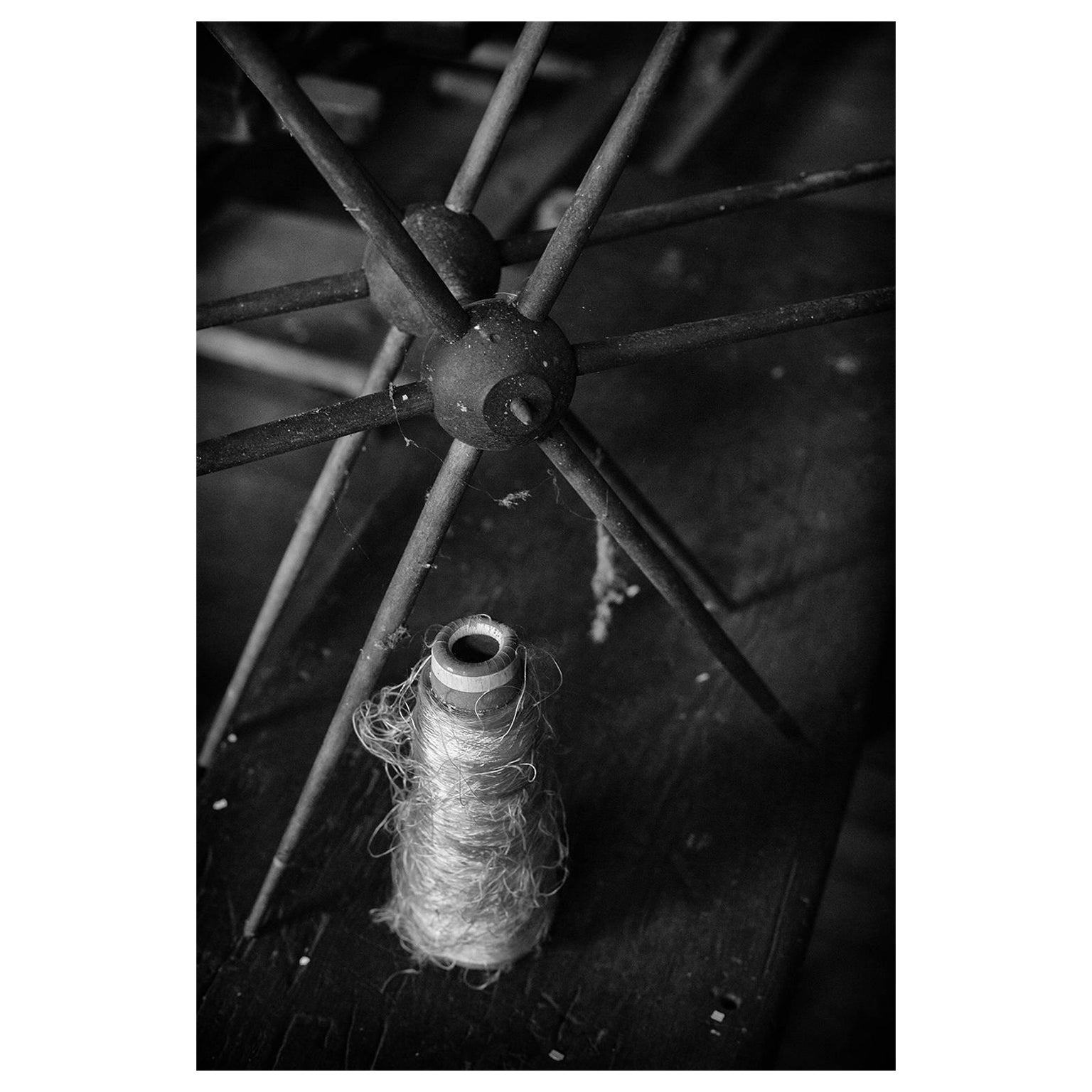Rebecca Skinner Still-Life Photograph - "Thread", black and white, abandoned, silk mill, industrial, vintage, photograph