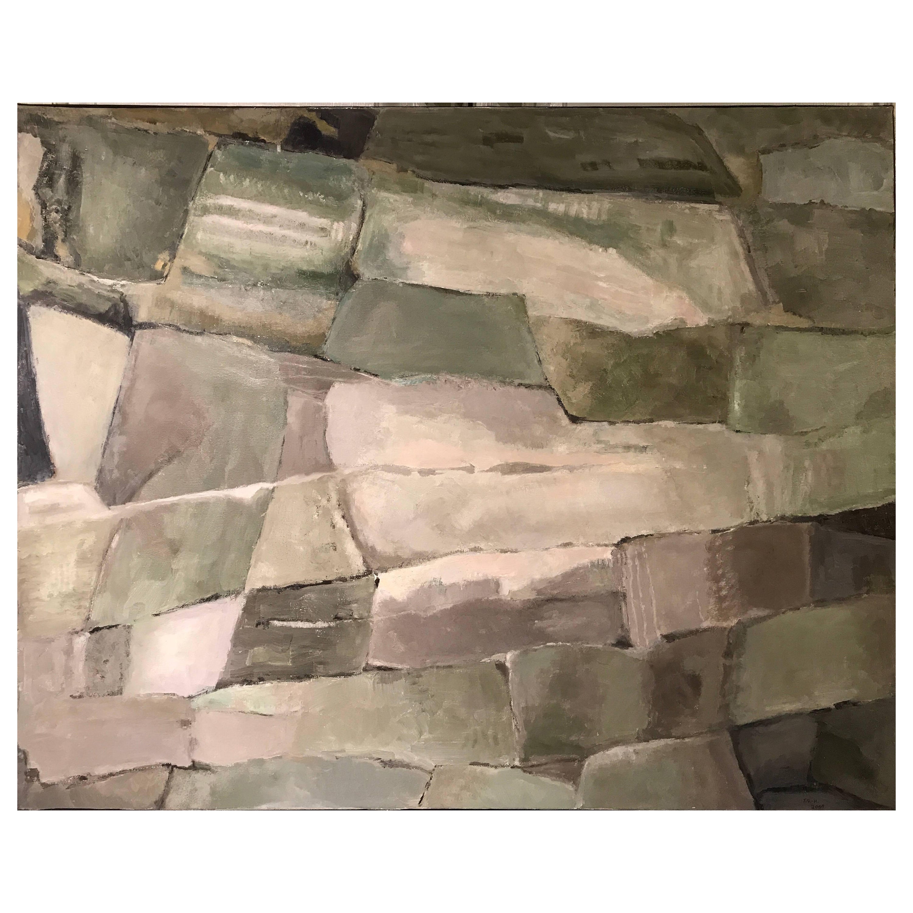 Abstract Painting de Yvette Dubois Habasque - Gran óleo abstracto francés