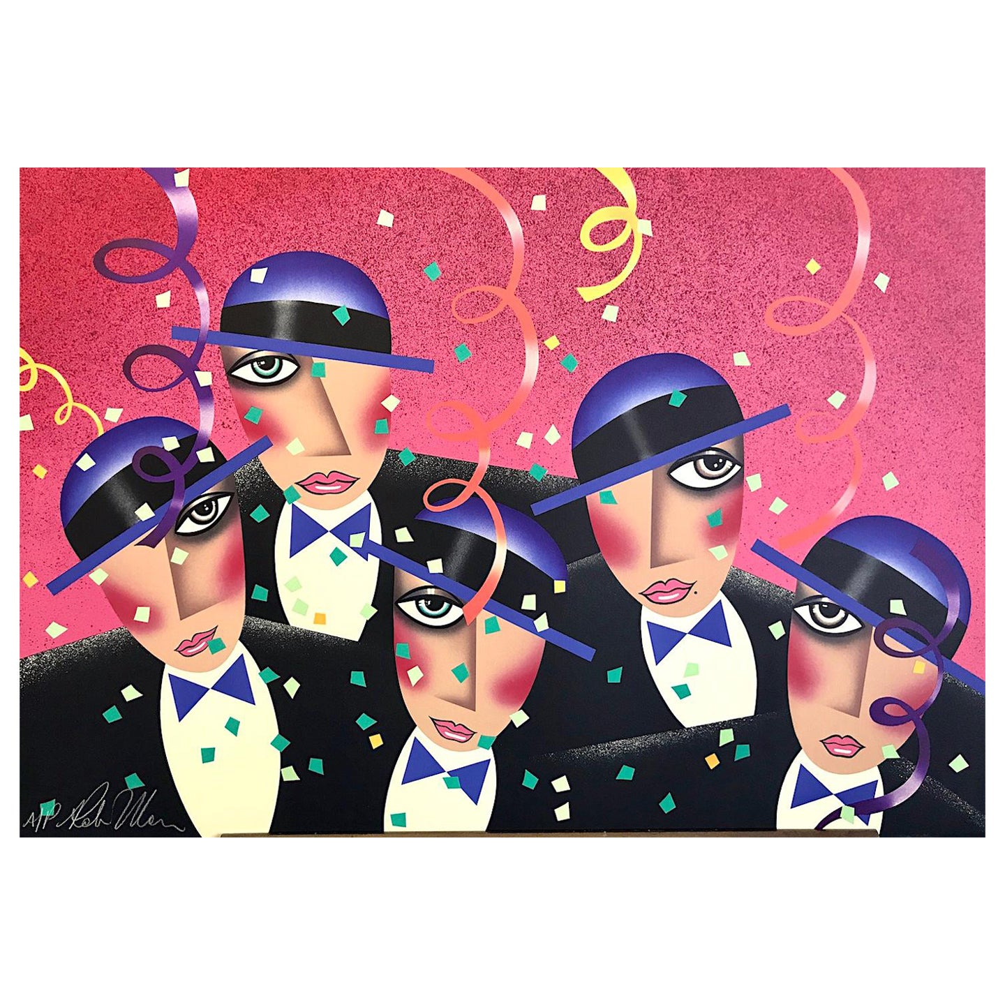 CAST PARTY Signed Lithograph, Party Portrait Theater Broadway Show, Confetti