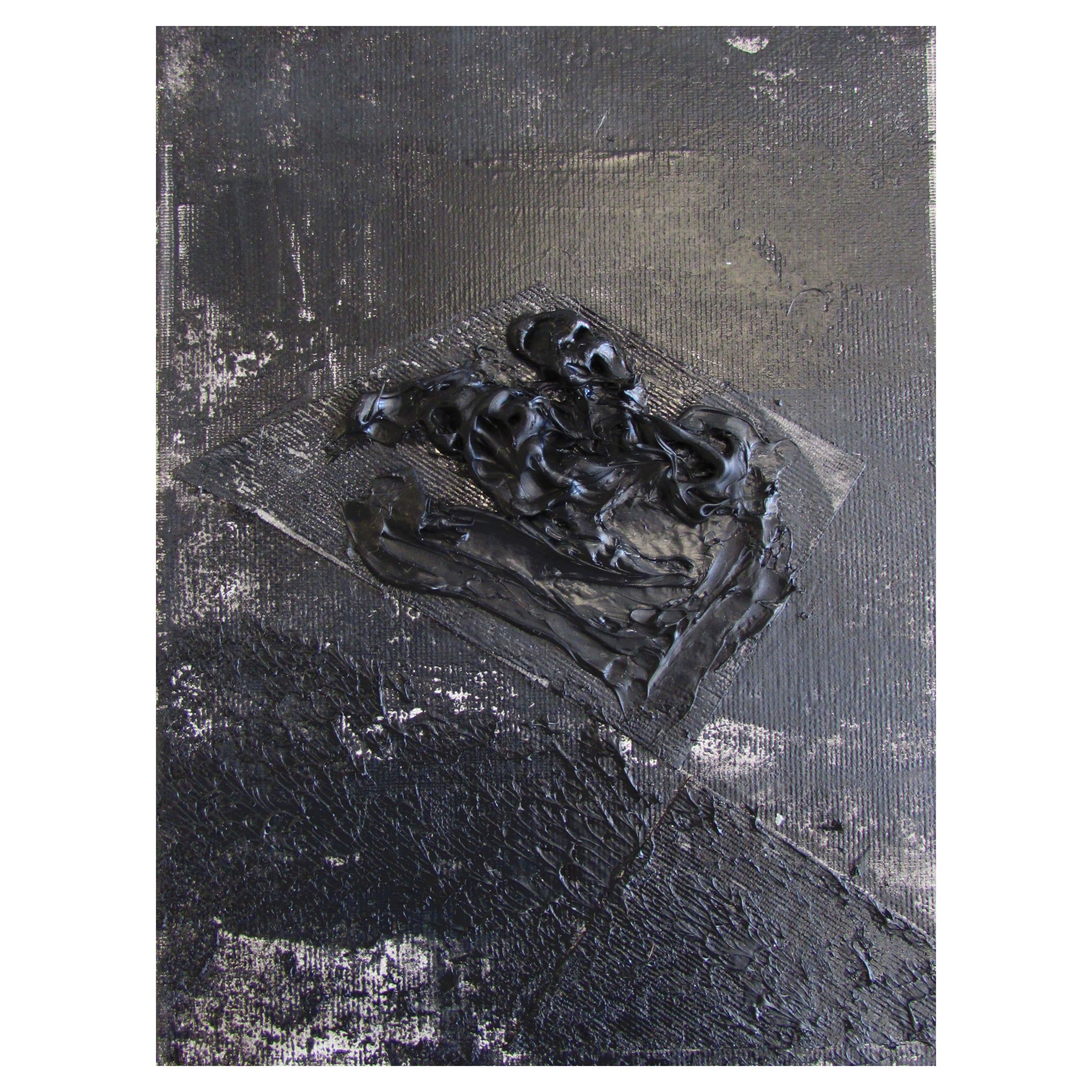 Zsolt Berszán Abstract Painting - Untitled 02 [Dissecting the Unknown 02] - Contemporary, Black, Monochrome