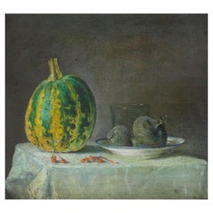 Vintage Still life with a black radish  1986, oil on canvas, 50x55 cm