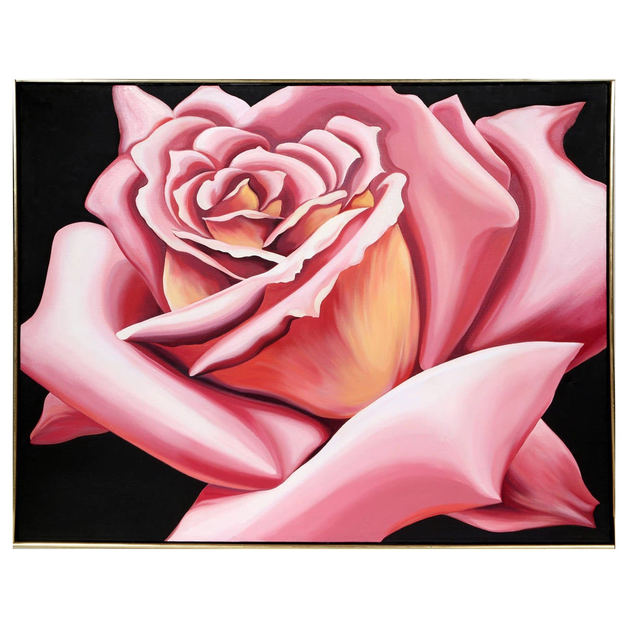 A beautiful realist painting of a rose by American Artist, Lowell Nesbitt who was great inspired by Georgia O'Keeffe.

Artist: Lowell Blair Nesbitt, American (1933 - 1993)
Title: Pink Rose
Year: 1976
Medium: Oil on Canvas, signed, titled and dated