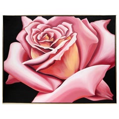 Vintage Pink Rose, Realist Flower Painting by Lowell Nesbitt 1976
