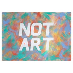 Not Art, Word Art Calligraphy Painting, Acrylic Vivid Background, Red and Green