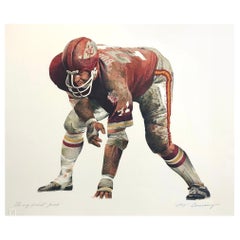 HOLD THE LINE Kansas City Chiefs, signierte Steinlithographie, NFL Fußballgeschichte