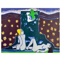 LA TOUR, LA NUIT, LE JOUR Litografía firmada, Desnudos femeninos, Cielo oscuro, Estrellas