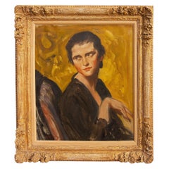 Antique Portrait Painting of "Vivienne" by Albert Sterner, 1929