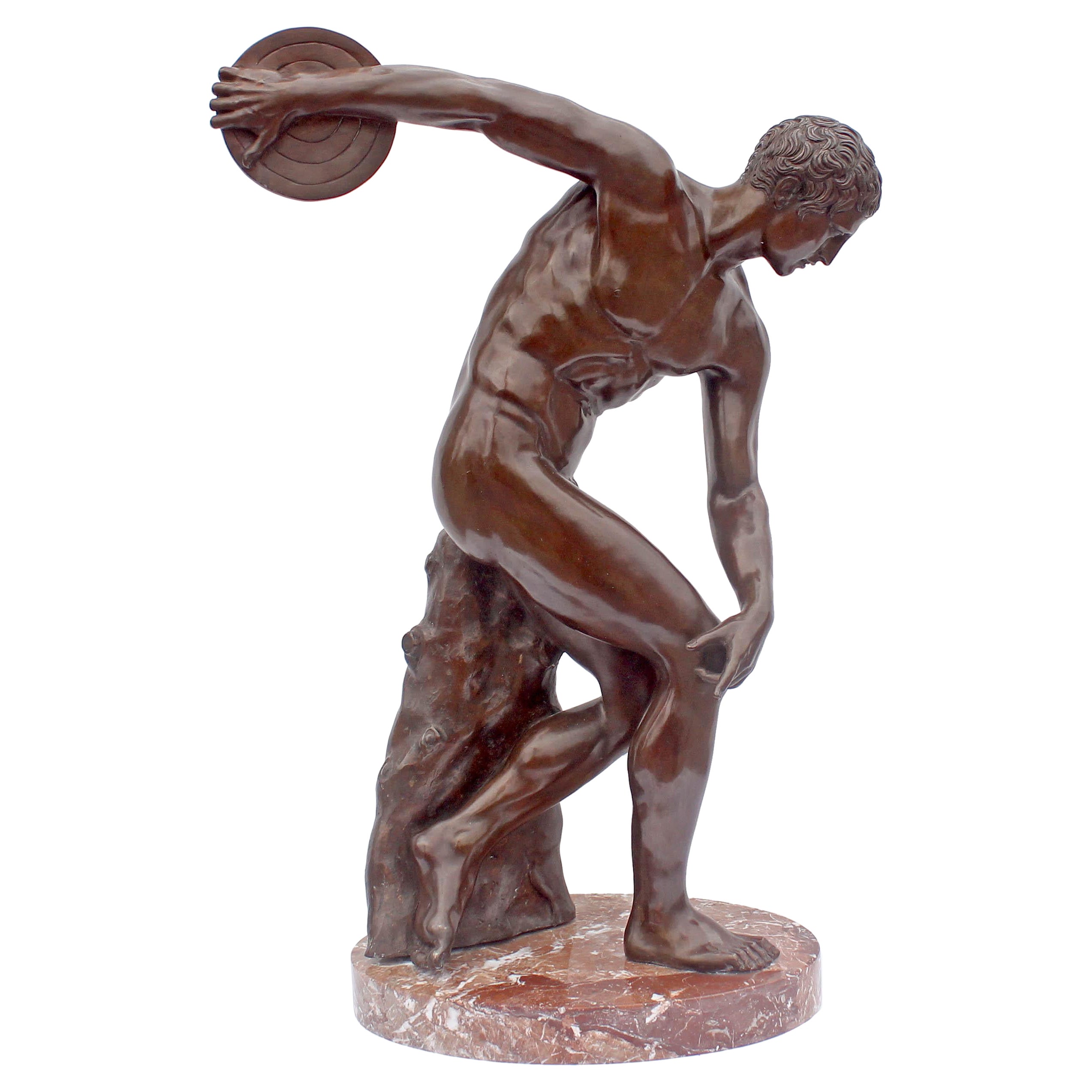 Unknown Nude Sculpture - Large Bronze Sculpture "The Discus Thrower" Grand Tour