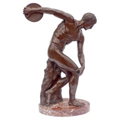 Vintage Large Bronze Sculpture "The Discus Thrower" Grand Tour