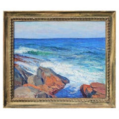 Antique Impressionist Seascape Oil Painting by George Renouard