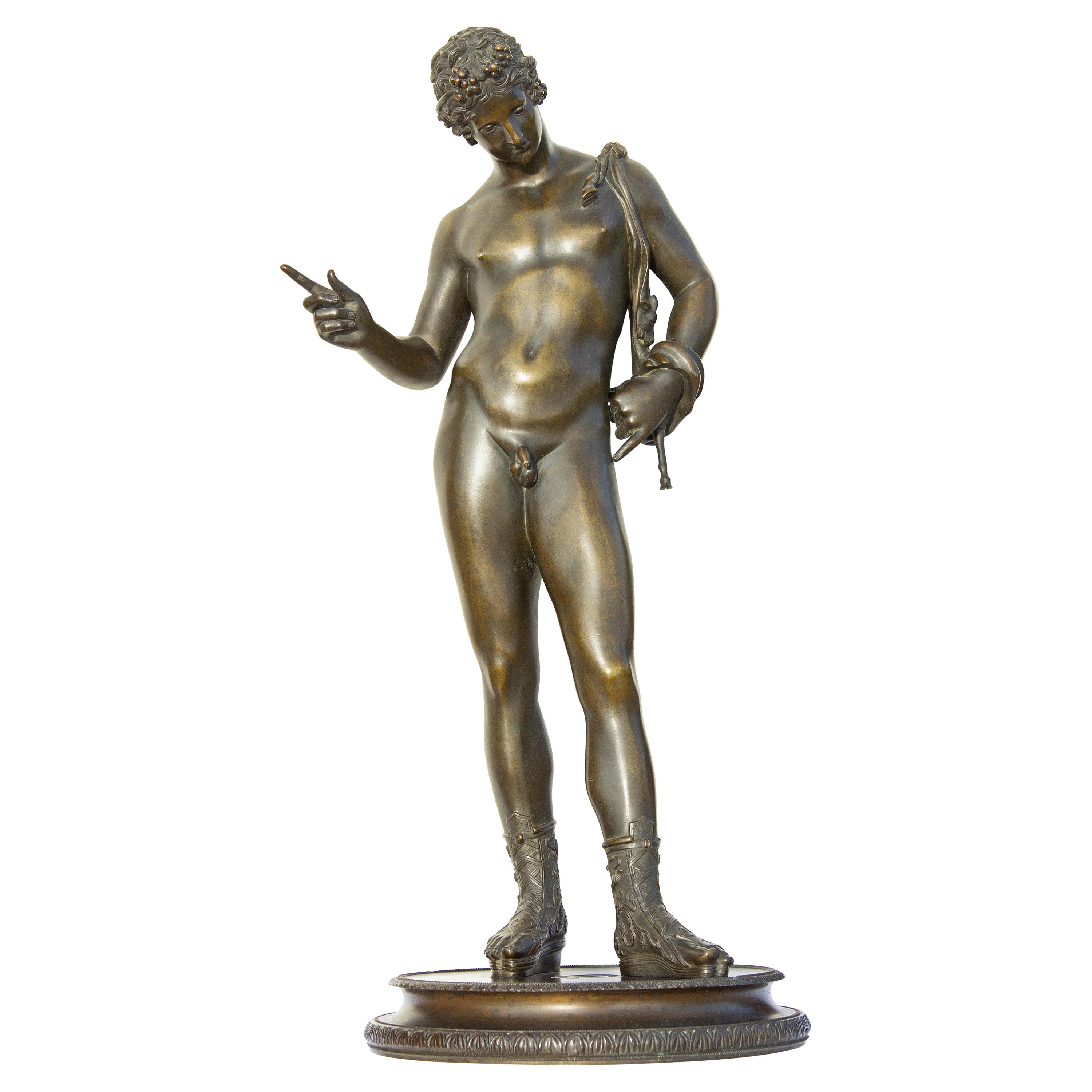 Unknown Figurative Sculpture - Classical Grand Tour Bronze Sculpture of  Narcissus 19th Century