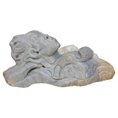 Modernist Carved Sandstone Sculpture Mythical Figure 