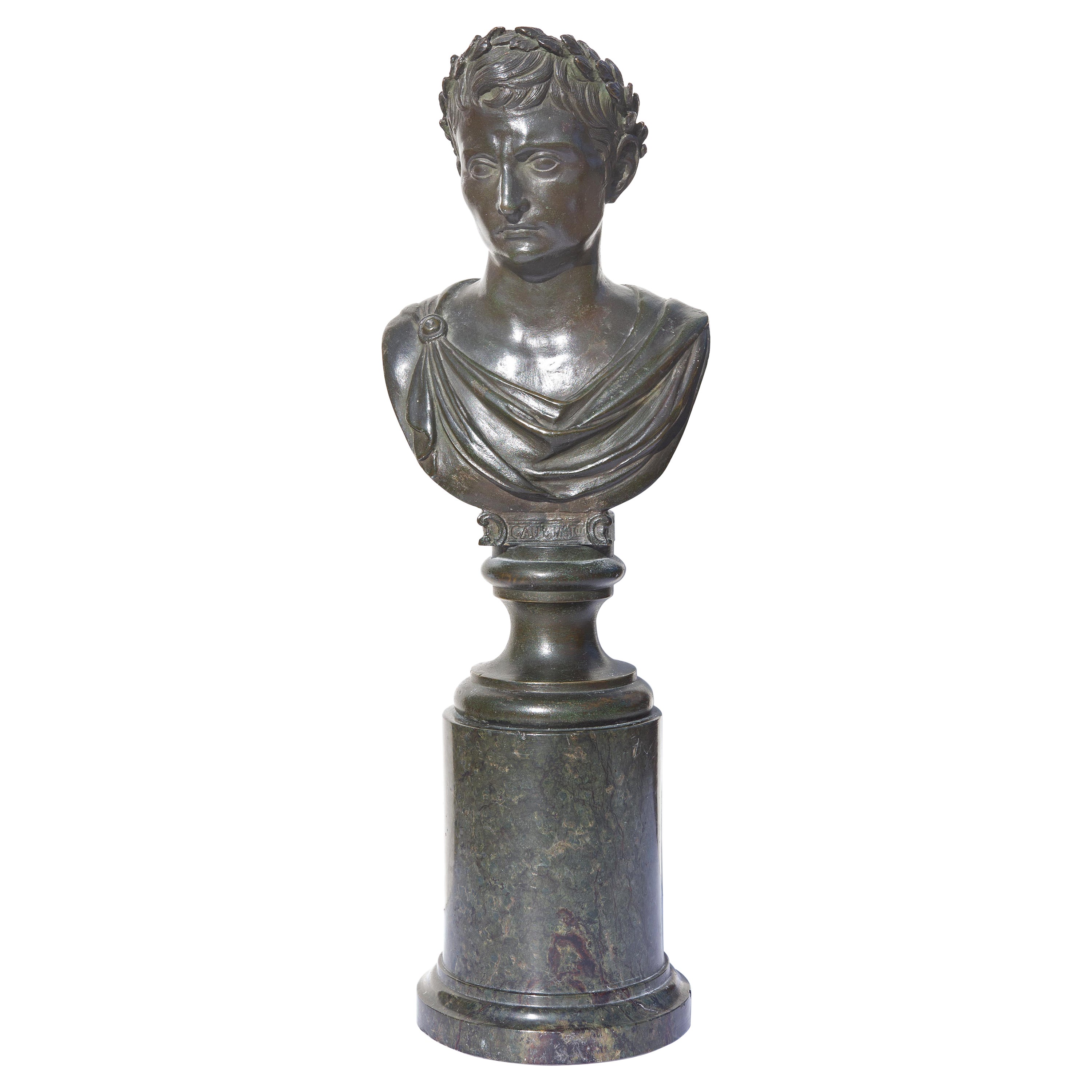 Bronze Bust of Octavius or Caesar Augustus 19th Century Grand Tour - Art by Unknown