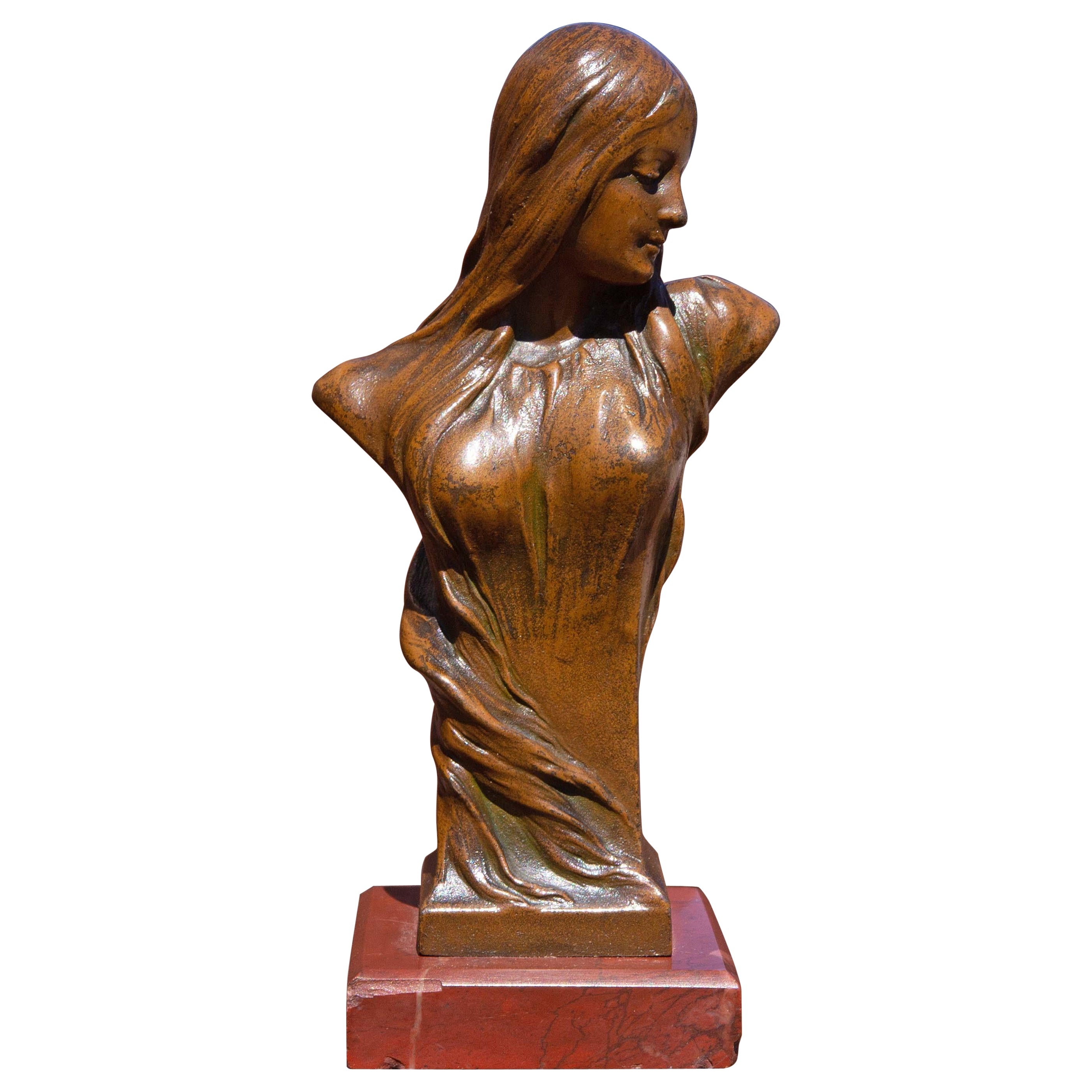 Art Nouveau Sculpture of a Young Woman