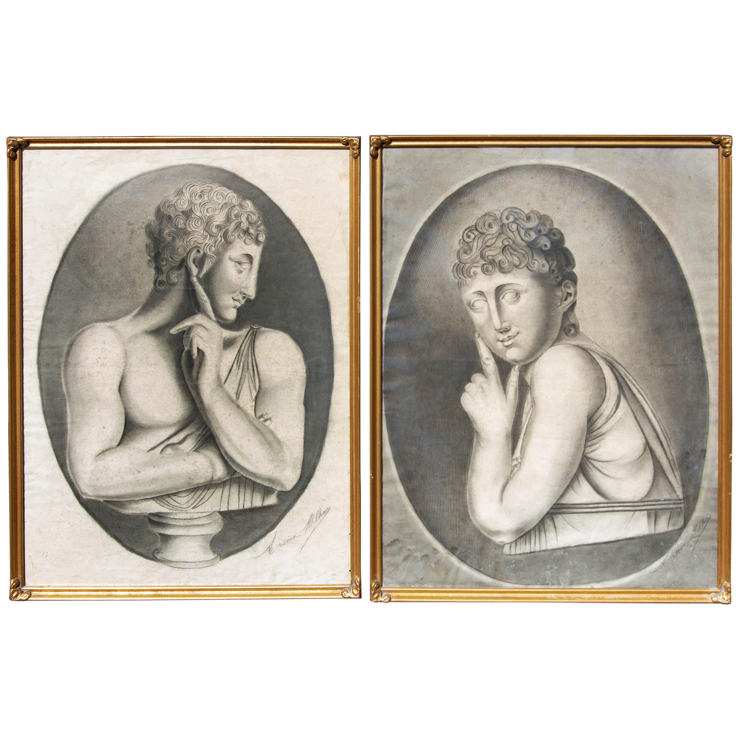 Figurative Art Unknown - Paire de portraits de salon français du début du XIXe siècle