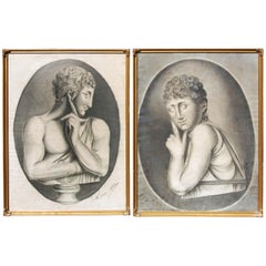 Early 19th Century French Salon Portrait Drawings, a Pair