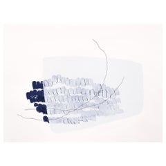 « Frozen Tracks in Snow », paysage abstrait contemporain acrylique et crayon, papier