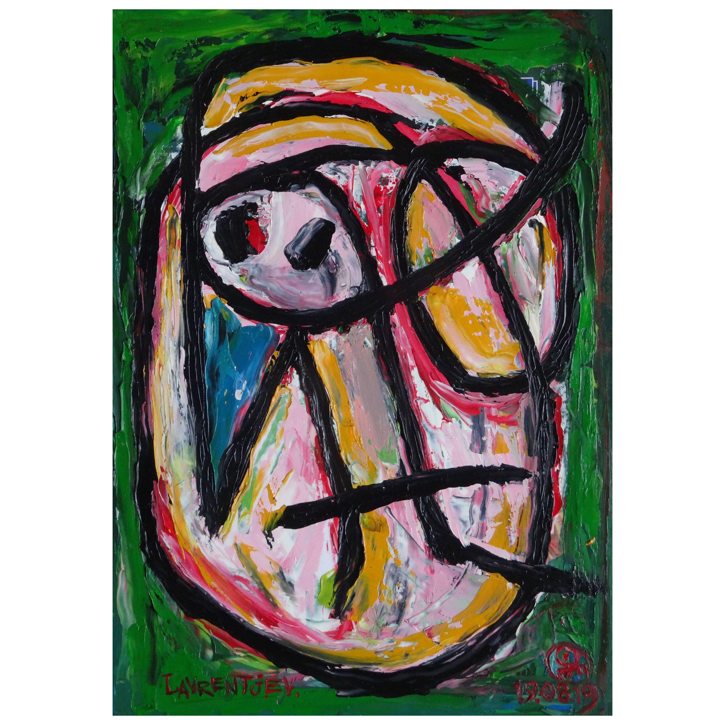 Dmitry Lavrentjev  Abstract Painting - Bird. 2019, hardboard, oil, 41x28 cm
