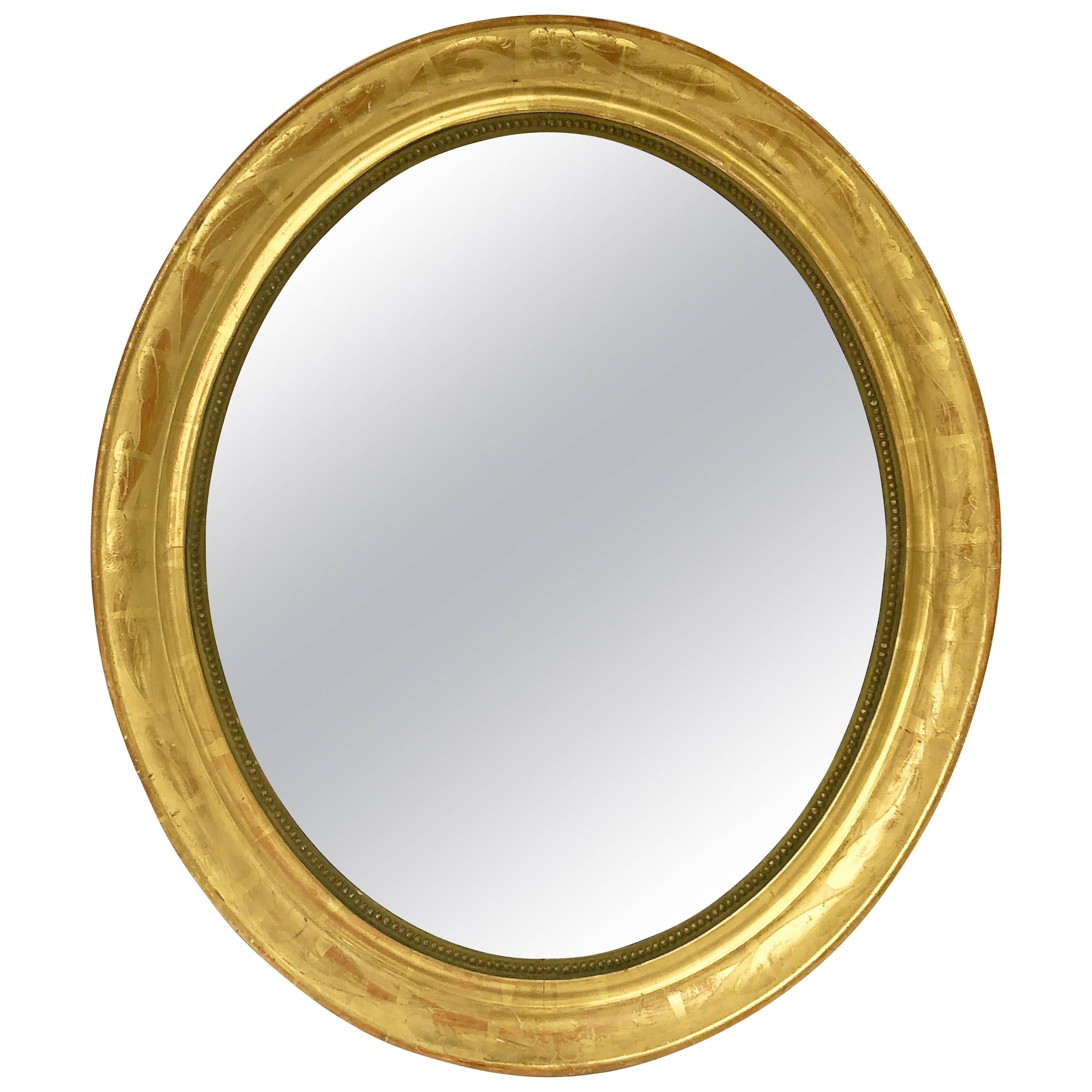 Louis Philippe Oval Framed Gilt Mirror (H 31 x W 27)