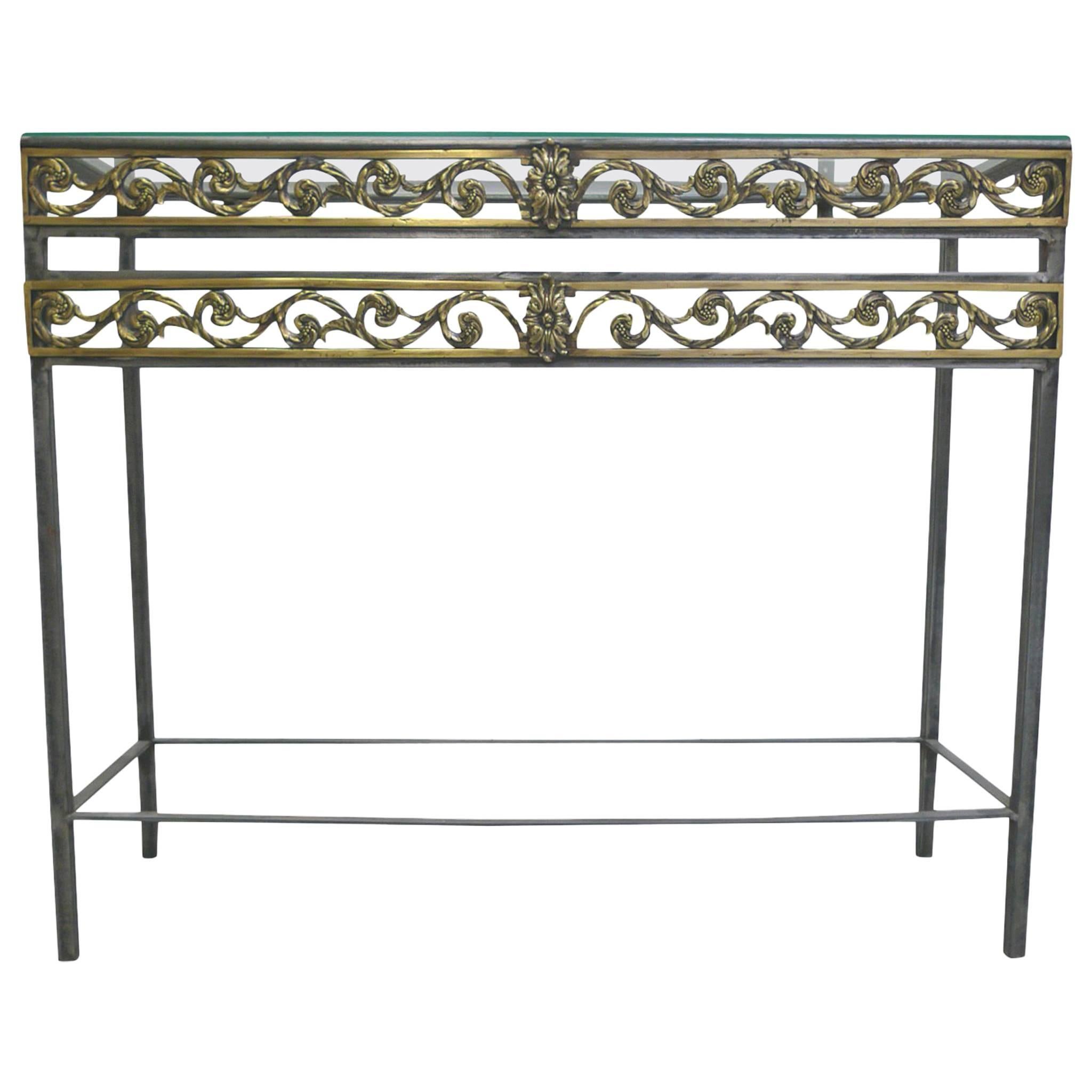 20th Century Polished Steel Console Table in the Style of Oscar Bach
