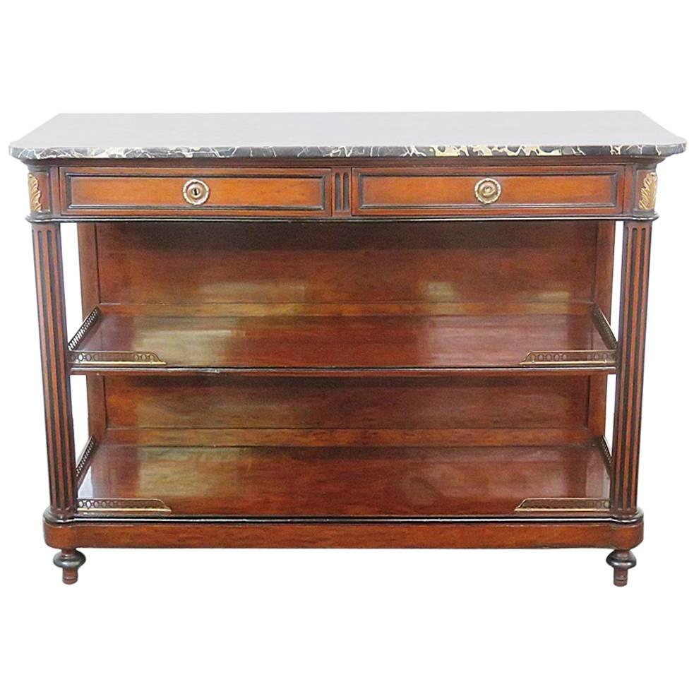 French Louis XVI Marble Top Bronze Mounted Buffet Sideboard Server C1920s