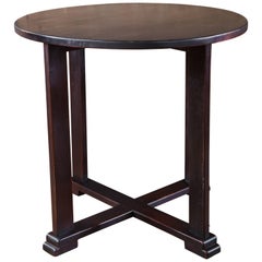 Antique French Black Mahogany Art Deco Round Side Table, circa 1920