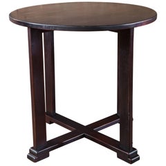 French Black Mahogany Art Deco Round Side Table, circa 1920