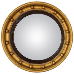English Round Gilt Framed Convex Mirror