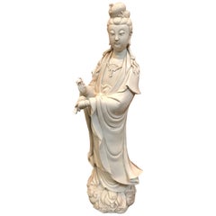 Antique Blanc de Chine Quan Yin with Vase
