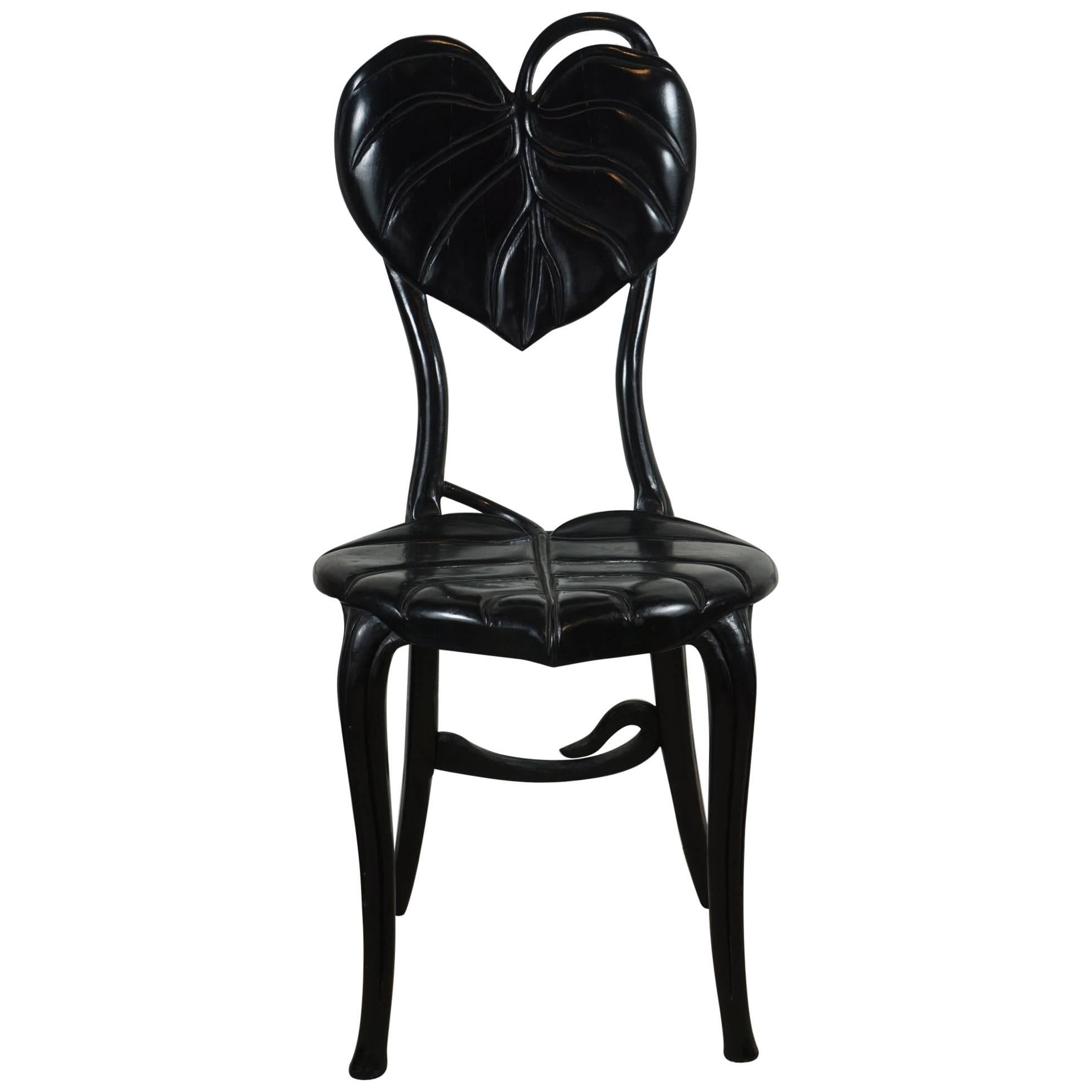 20th Century Carved Lotus Leaf Chair For Sale