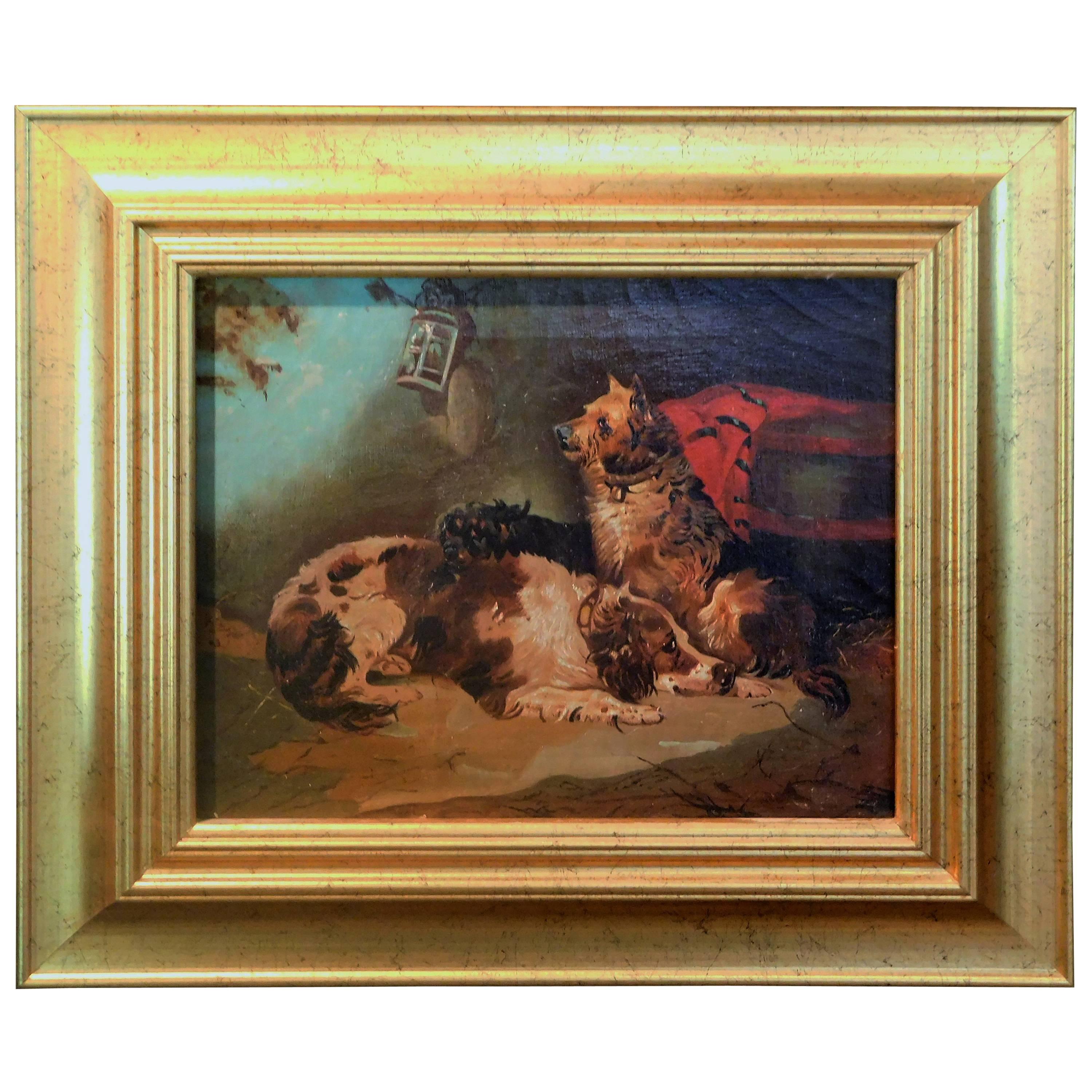 Resting Terriers, Oil Painting on Canvas, British School of Sporting Art For Sale