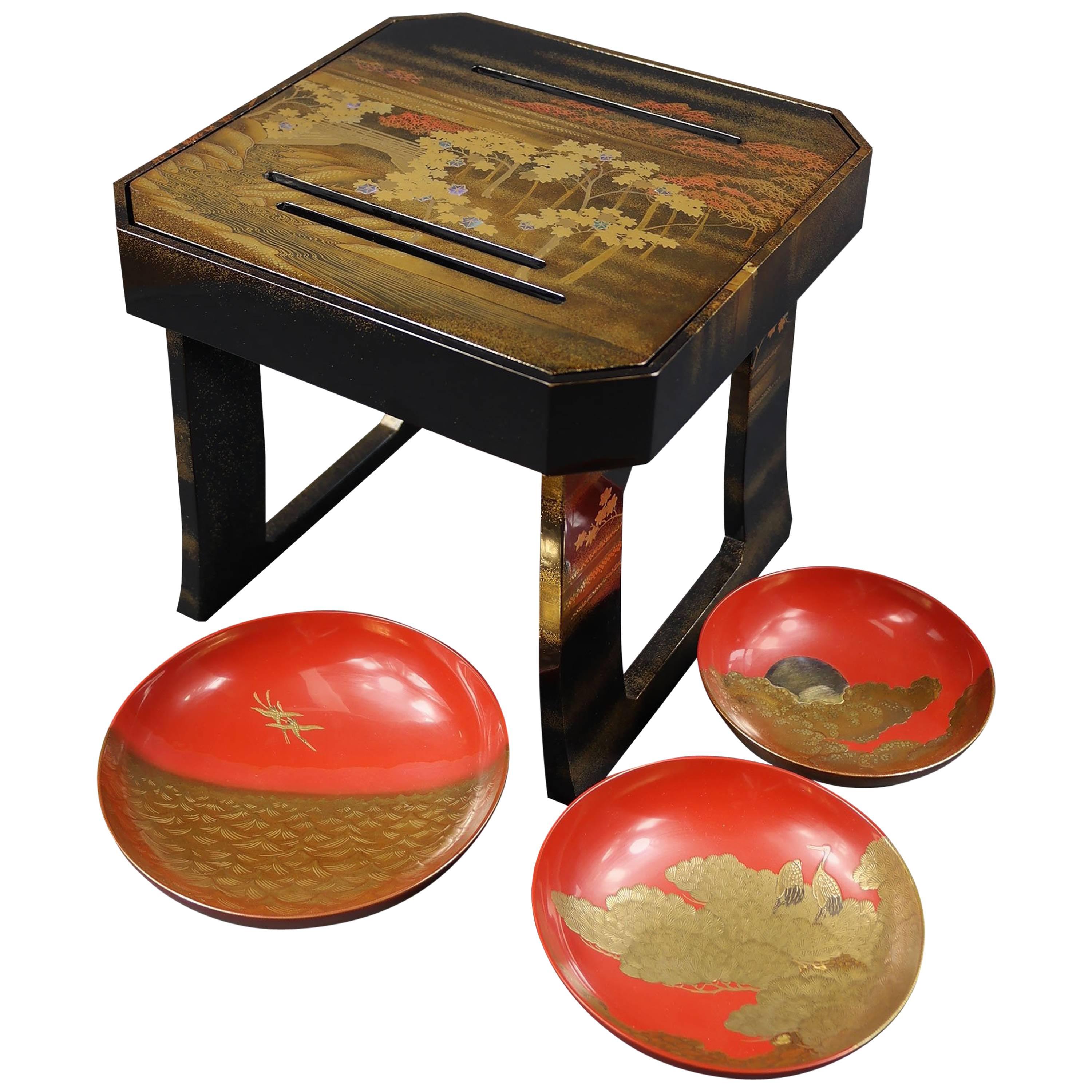 Early 19th Century, Pair of Sake Tables, Edo Period, Art of Japan