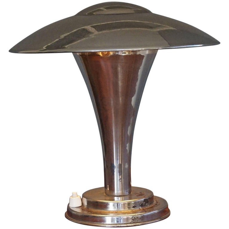 Rare Early 1900s Chrome Art Deco Table or Desk Lamp with Adjustable Shade  For Sale at 1stDibs | art deco table lamp, vintage art deco lamps, vintage  art deco table lamps