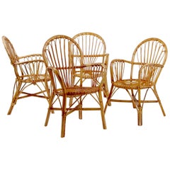 Set of 1970s Wicker Dining Chairs