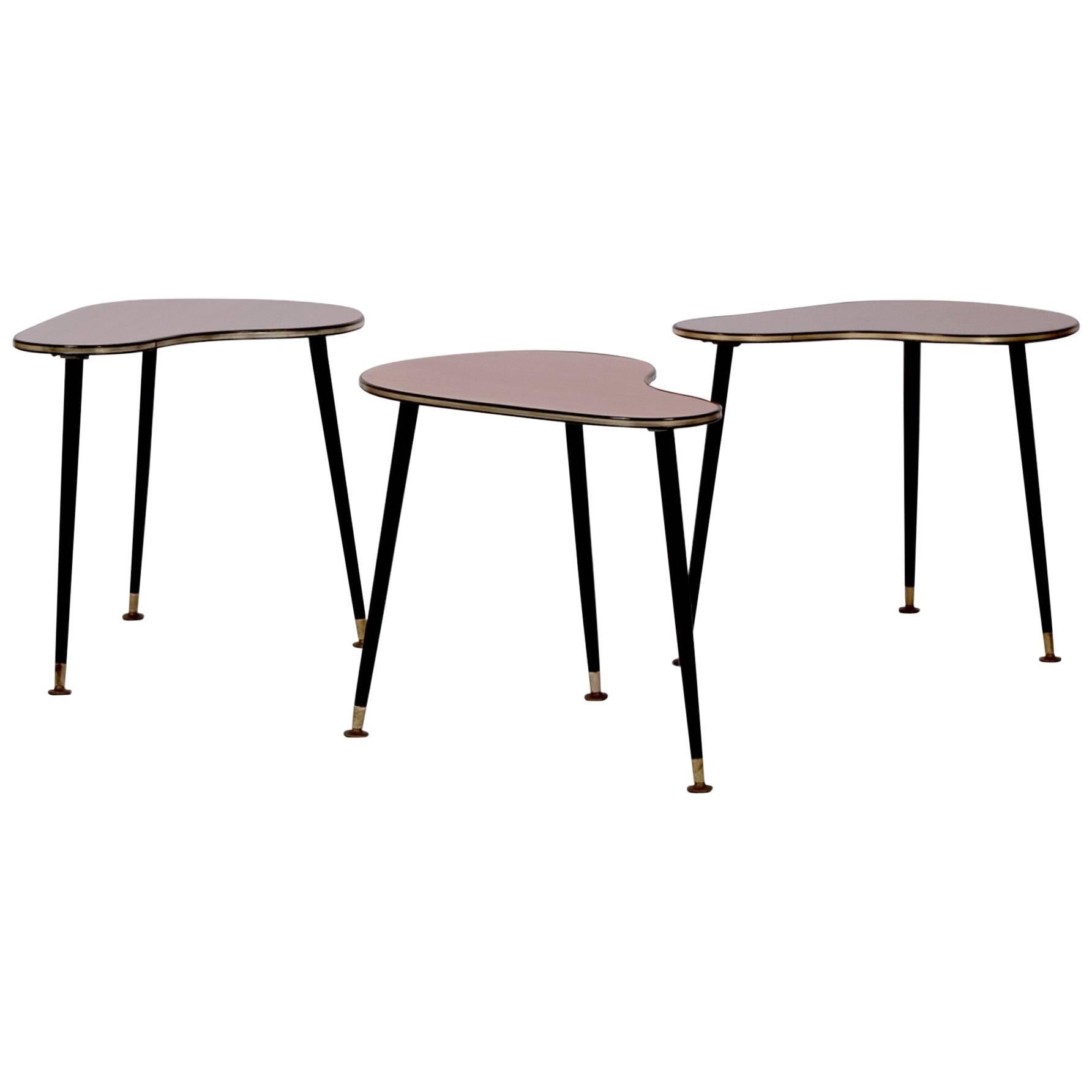 Set of Three Kidney Shape Side Tables For Sale