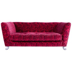 Bretz Monster Sofa Red Fabric Three-Seat Couch Rose Pattern Couch