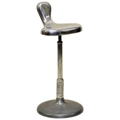 Retro 1950s Italian Steel Dentist Stool with Anatomical Saddle Shape Seat