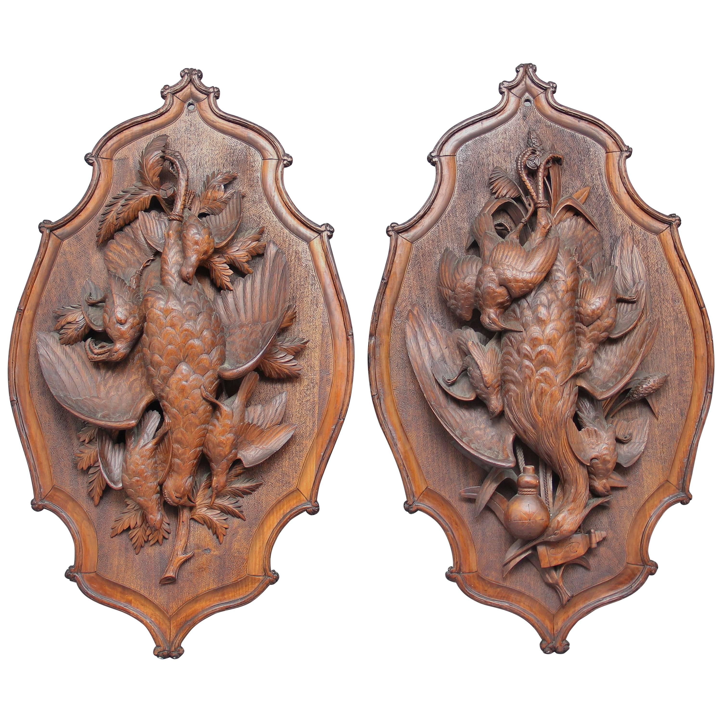 Large Pair of 19th Century Black Forest Plaques